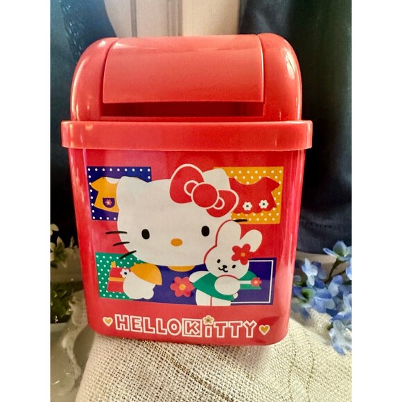 Vintage Sanrio Hello Kitty Desk Tin Trash Bin - Picture 3 of 9